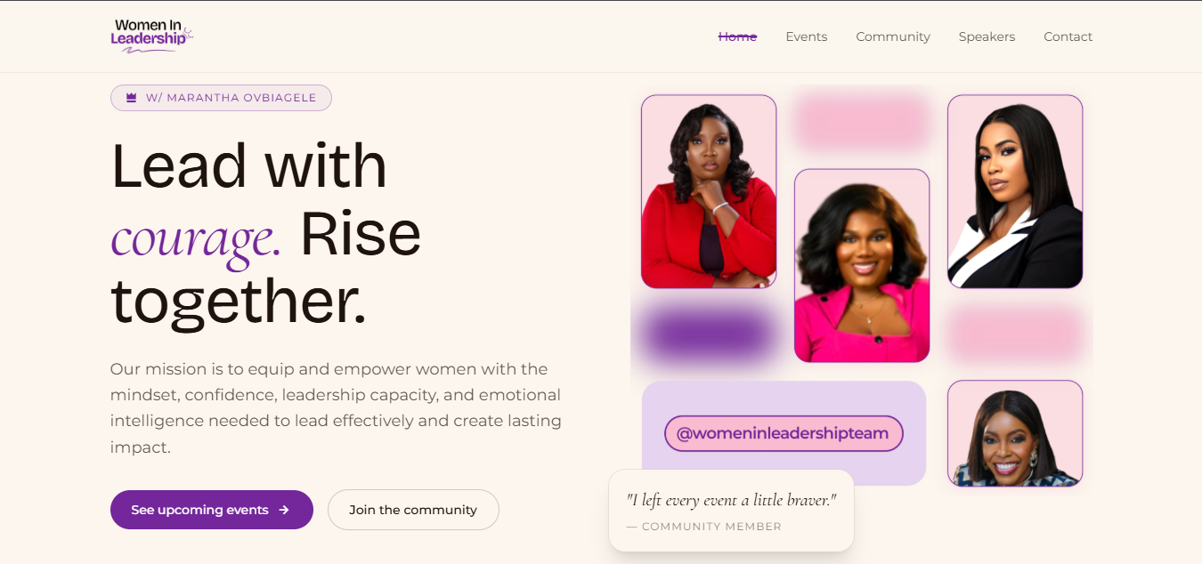 Women in Leadership interface